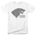 【送料無料】 ライセンス キャラクター メンズ Tシャツ トップス Game Of Thrones Stark Winter Is Coming On White Short Sleeve Adult T-shirt White(4)