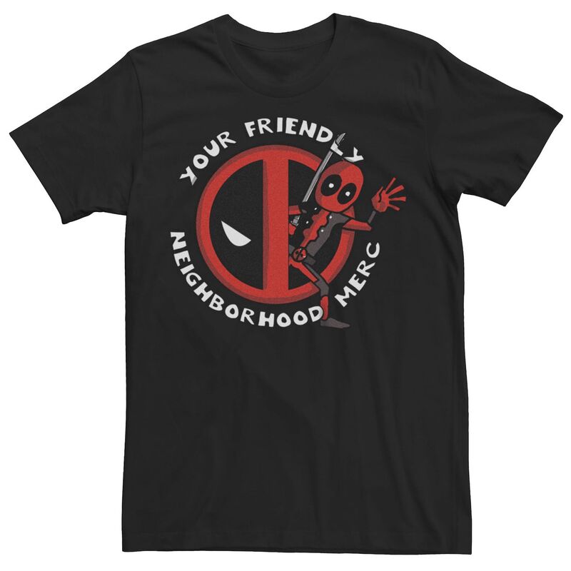 【送料無料】 ライセンス キャラクター メンズ Tシャツ トップス Men's Marvel Comics Retro Deadpool Your Friendly Neighborhood Merc Cartoon Graphic Tee Black
