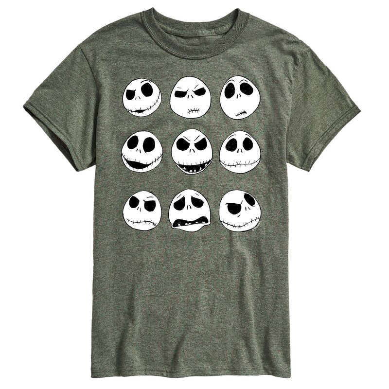 【送料無料】 ディズニー メンズ Tシャツ トップス Disney's The Nightmare Before Christmas Jack Skellington Men's Grid Graphic Tee Heather Military Green