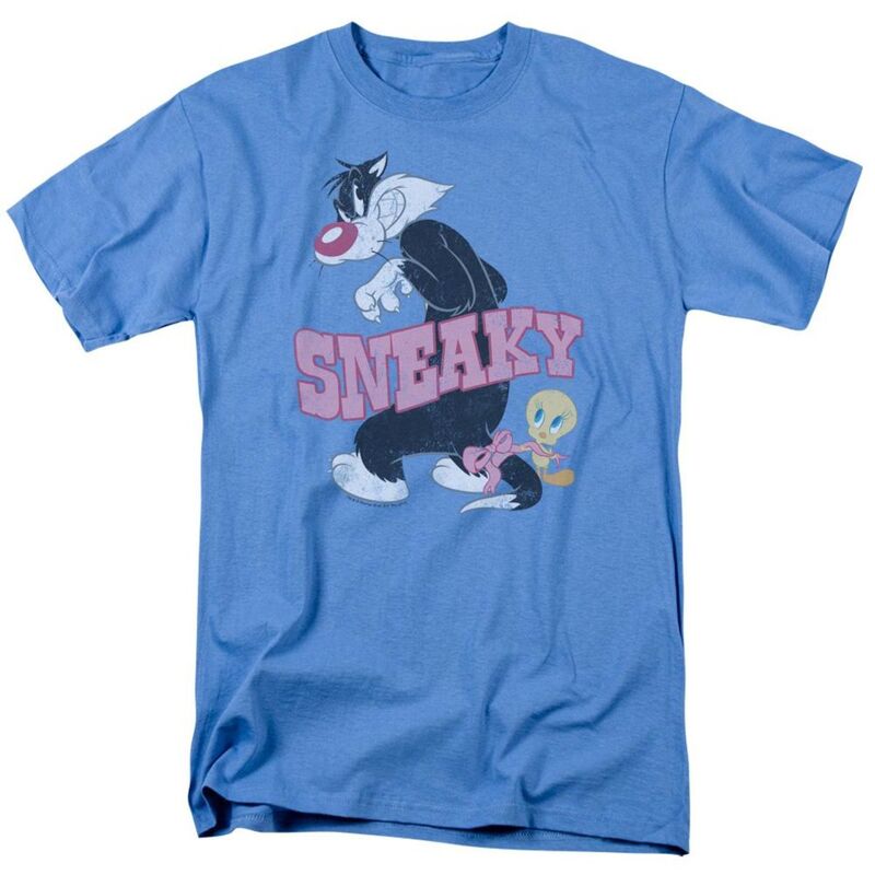 【送料無料】 ライセンス キャラクター メンズ Tシャツ トップス Looney Tunes Sneaky Short Sleeve Adult T-shirt Carolina Blue