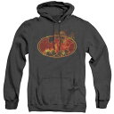 【送料無料】 ライセンス キャラクター メンズ ニット・セーター アウター Batman Flames Logo Adult Heather Hoodie Black(4)