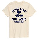 【送料無料】 ライセンス キャラクター メンズ Tシャツ トップス Men's Woodstock Make Love Not War Graphic Tee Beige(4)