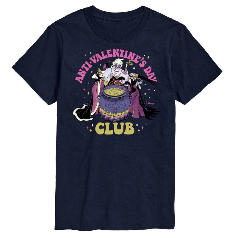 【送料無料】 ディズニー メンズ Tシャツ トップス Disney Villains Ursula Men's Anti Valentines Day Club Graphic Tee Navy