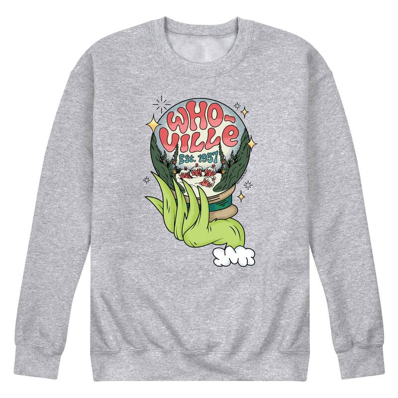 【送料無料】 ライセンス キャラクター メンズ Tシャツ トップス Men's Dr. Seuss The Grinch Whoville Globe Fleece Sweatshirt Heather Gray