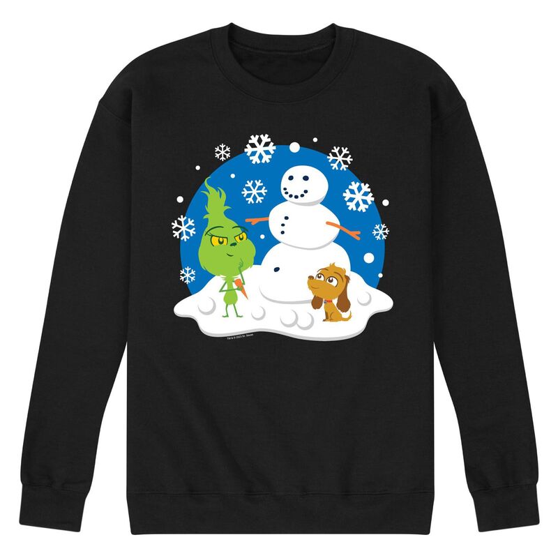 【送料無料】 ライセンス キャラクター メンズ Tシャツ トップス Men's Dr. Seuss The Grinch Building Snowman Fleece Sweatshirt Black