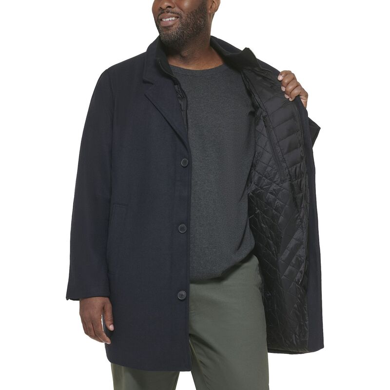 【送料無料】 ドッカーズ メンズ ジャケット・ブルゾン アウター Big & Tall DockersR Midweight Wool-Blend Topcoat with Quilted Bib Black