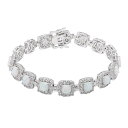 【送料無料】 アンブランデッド レディース ブレスレット・バングル・アンクレット アクセサリー Sterling Silver Lab-Created Opal & White Sapphire Halo Bracelet White(4)