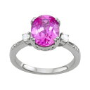 【送料無料】 チャールズ アンド コルバード レディース リング アクセサリー Charles & Colvard 14k White Gold Lab-Created Pink Sapphire & 3 5/8 Carat T.W. Lab-Created Moissanite Oval Ring 14k Whgold(4)