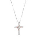 【送料無料】 アンブランデッド レディース ネックレス・チョーカー・ペンダントトップ アクセサリー Two-Tone Sterling Silver Diamond Accent Cross Pendant Necklace Rose Tone(4)