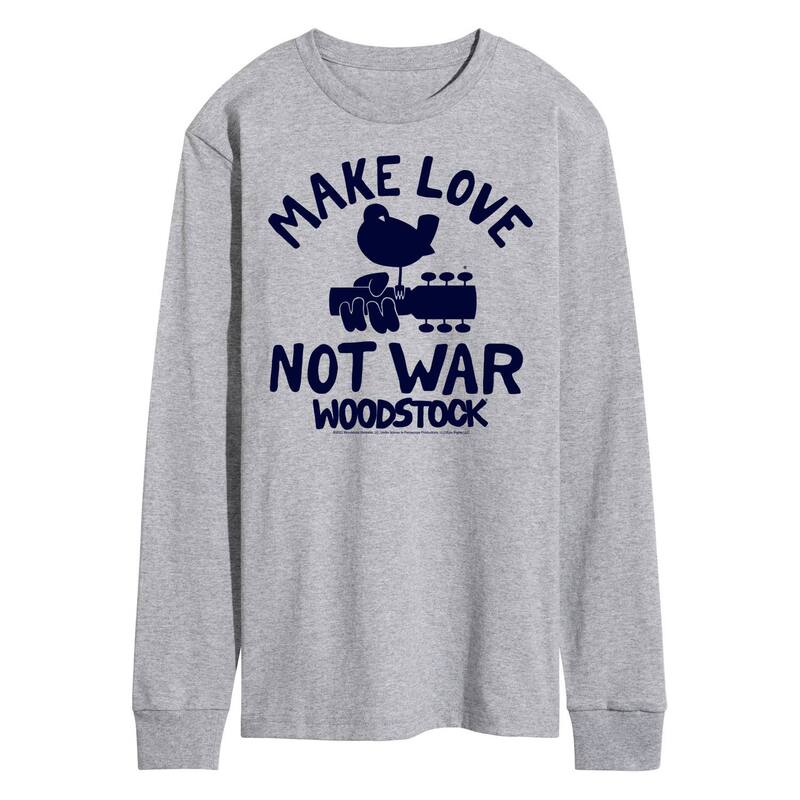 【送料無料】 ライセンス キャラクター メンズ Tシャツ トップス Men's Woodstock Make Love Not War Long Sleeve Graphic Tee Gray