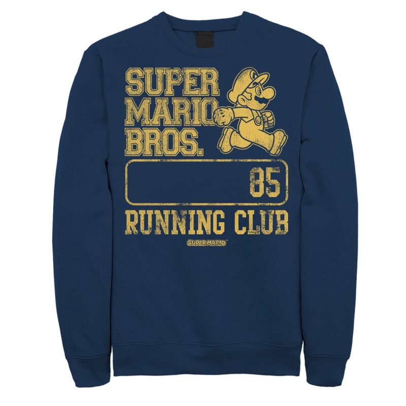 【送料無料】 ライセンス キャラクター メンズ Tシャツ トップス Men's Super Mario Bros Running Club Fleece Navy