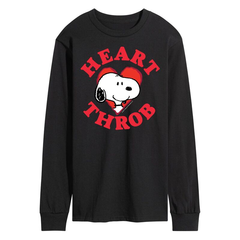 【送料無料】 ライセンス キャラクター メンズ Tシャツ トップス Men's Peanuts Heartthrob Long Sleeve Tee Black