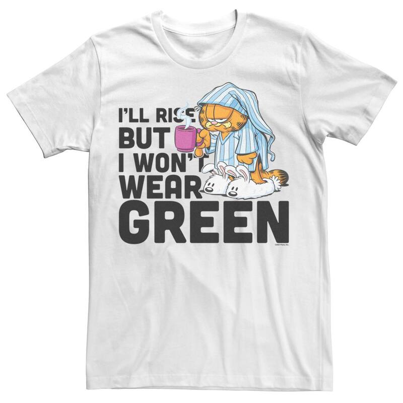 【送料無料】 ライセンス キャラクター メンズ Tシャツ トップス Big & Tall Garfield Won't Wear Green Tee White