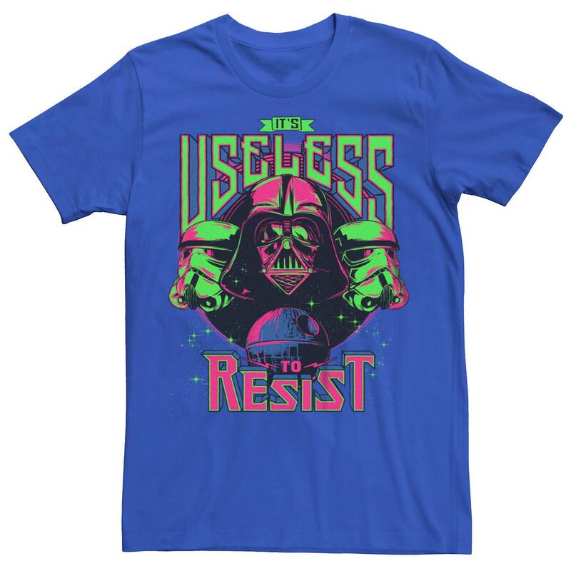 【送料無料】 スター ウォーズ メンズ Tシャツ トップス Men's Star Wars Darth Vader Useless To Resist Poster Graphic Tee Royal