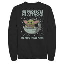 【送料無料】 ライセンス キャラクター メンズ Tシャツ トップス Big & Tall Star Wars The Mandalorian The Child He Also Takes Naps Sweatshirt Black