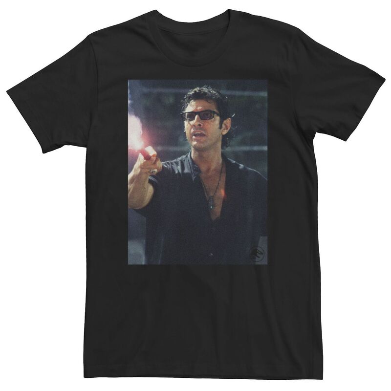 【送料無料】 ライセンス キャラクター メンズ Tシャツ トップス Big & Tall Jurassic Park Ian Malcolm Road Flare Photo Tee Black