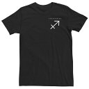 【送料無料】 ライセンス キャラクター メンズ Tシャツ トップス Big & Tall Sagittarius Astrological Sign Simple Left Chest Text Tee Black(4)