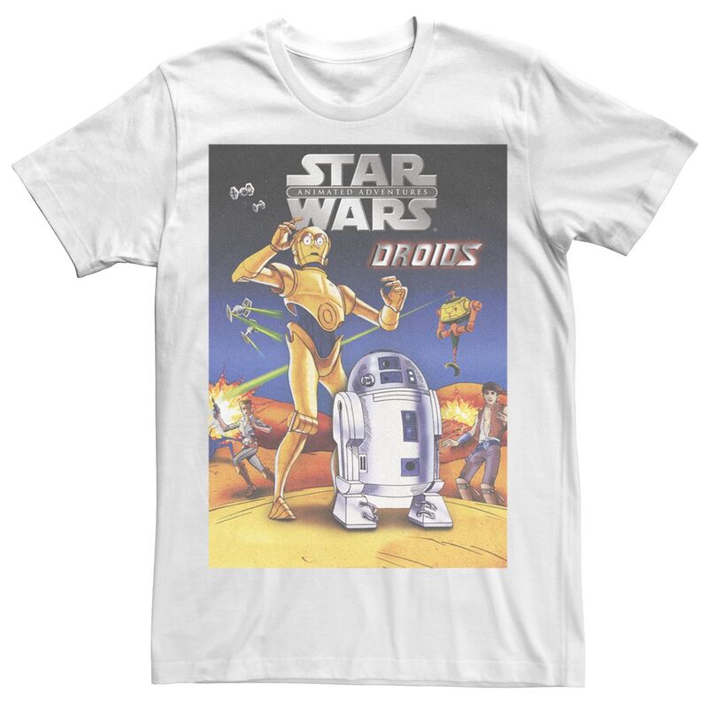 【送料無料】 ライセンス キャラクター メンズ Tシャツ トップス Men's Star Wars Animated Droids Vintage Group Shot Tee White