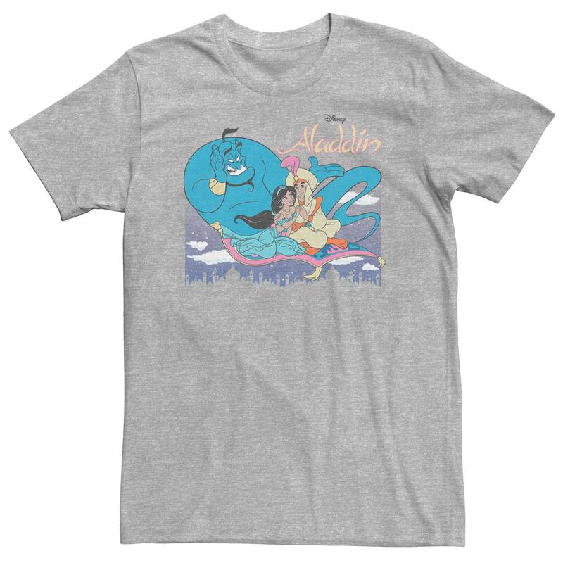 【送料無料】 ライセンス キャラクター メンズ Tシャツ トップス Big & Tall Disney Aladdin Classic Poster Tee Athletic Heather