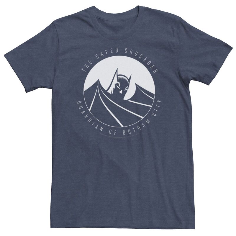 【送料無料】 ライセンス キャラクター メンズ Tシャツ トップス Big & Tall DC Comics Batman The Caped Crusader Text Poster Tee Navy Heather