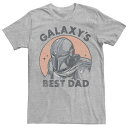 【送料無料】 ライセンス キャラクター メンズ Tシャツ トップス Men's Star Wars The Mandalorian Galaxy's Best Dad Distressed Portrait Tee Athletic Heather