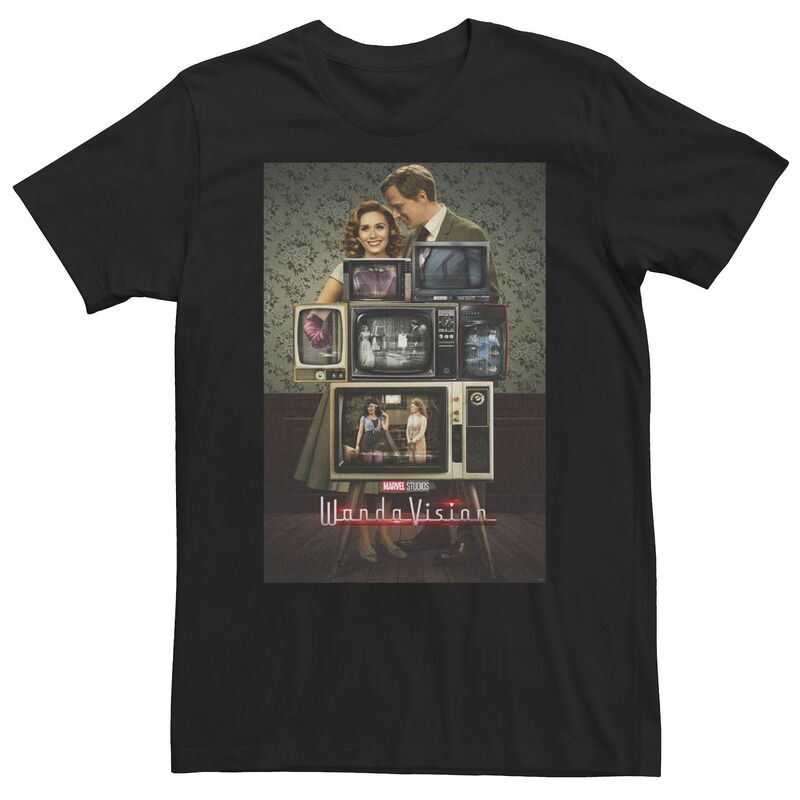 【送料無料】 マーベル メンズ Tシャツ トップス Big & Tall Marvel WandaVision Through The Years Poster Tee Black