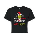 【送料無料】 ライセンス キャラクター レディース Tシャツ トップス Juniors' Dr. Seuss Sweaters Are Ugly Cropped Tee Black(4)