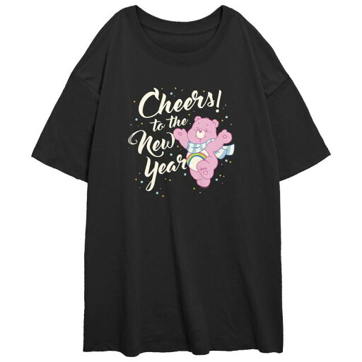 【送料無料】 ライセンス キャラクター レディース Tシャツ トップス Juniors' Care Bears Cheers To The New Year Oversized Graphic Tee Black 【送料無料】 ライセンス キャラクター レディース Tシャツ トップス Juniors' Care Bears Cheers To The New Year Oversized Graphic Tee Black
