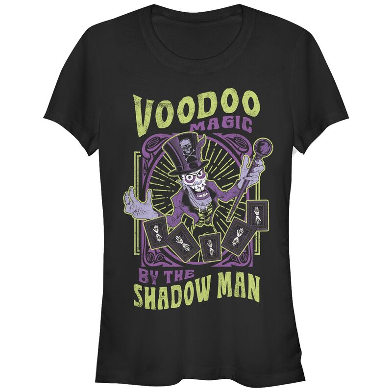 【送料無料】 ディズニー レディース Tシャツ トップス Disney's Villains Voodoo Magic By The Shadow Man Juniors' Graphic Tee Black