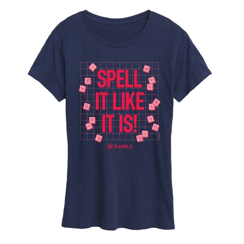 【送料無料】 ライセンス キャラクター レディース Tシャツ トップス Women's Scrabble Spell It Like It Is Tee Navy