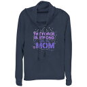 【送料無料】 ライセンス キャラクター レディース Tシャツ トップス Women's Star Wars The Force Is Strong With This Mom Cowlneck Graphic Lightweight Long Sleeve Navy