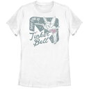 【送料無料】 ディズニー レディース Tシャツ トップス Disney's Tinker Bell Juniors' Never Grow Up Graphic Tee White(4)