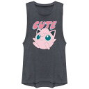 【送料無料】 ライセンス キャラクター レディース Tシャツ トップス Juniors' Pokemon Jigglypuff Cute Graphic Tank Top Denim Heather