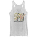 【送料無料】 ライセンス キャラクター レディース Tシャツ トップス Juniors' MTV Floral Print Logo Racerback Tank Top White Heather(4)