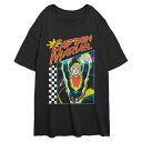 【送料無料】 マーベル レディース Tシャツ トップス Juniors' Marvel Captain Marvel Neon Pop Oversized Graphic Tee Black|詳細画像