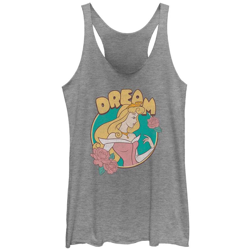 【送料無料】 ディズニー レディース Tシャツ トップス Disney's Sleeping Beauty Aurora Dream Stamp Retro Juniors' Racerback Tank Top Gray Heather