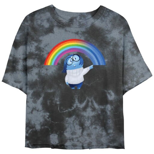 【送料無料】 ディズニー ピクサー レディース Tシャツ トップス Disney / Pixar's Inside Out Sadness Rainbow Juniors' Cropped Graphic Tee Black Charcoal 【送料無料】 ディズニー ピクサー レディース Tシャツ トップス Disney / Pixar's Inside Out Sadness Rainbow Juniors' Cropped Graphic Tee Black Charcoal