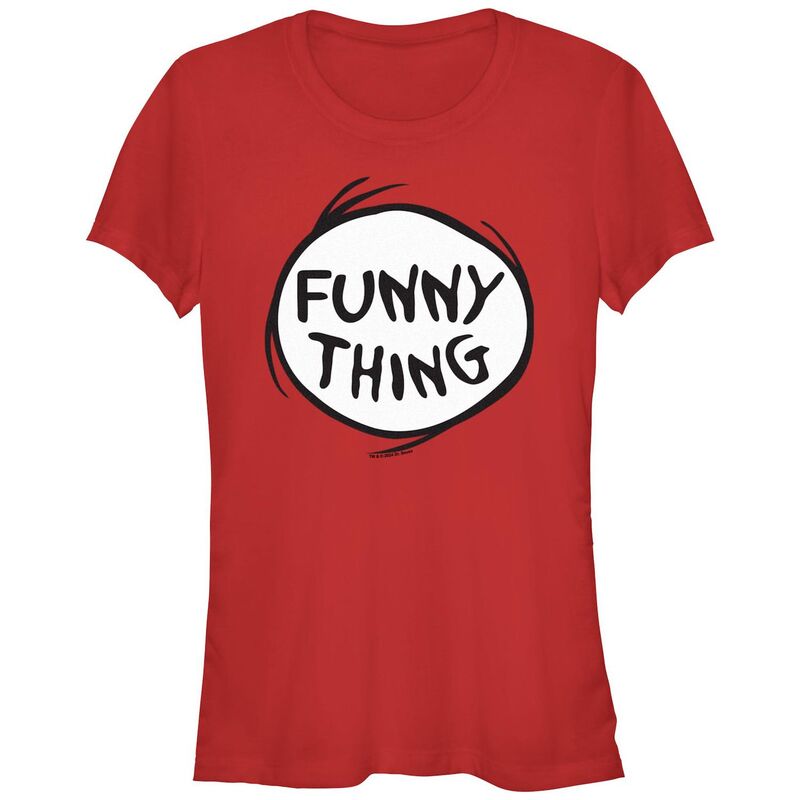 【送料無料】 ライセンス キャラクター レディース Tシャツ トップス Juniors' Dr. Seuss Funny Thing Fitted Graphic Tee Red