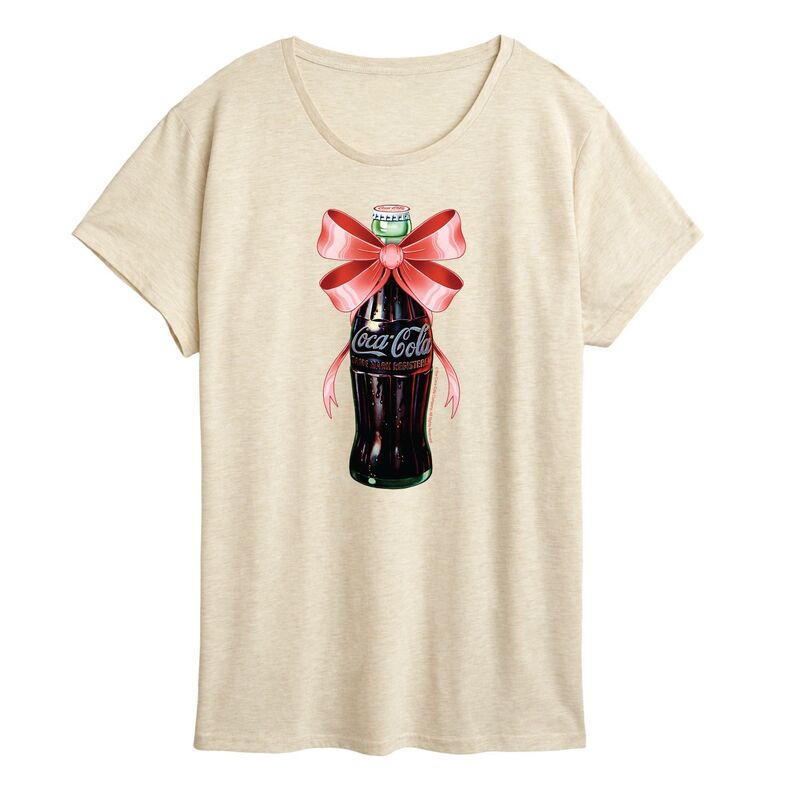 【送料無料】 ライセンス キャラクター レディース Tシャツ トップス Women's Coca-Cola Bottle Bow Graphic Tee Beige