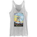 【送料無料】 ライセンス キャラクター レディース Tシャツ トップス Disney's Lilo & Stitch Women's Surfing Stitch Tri-Blend Racerback Tank Top White Heather(4)