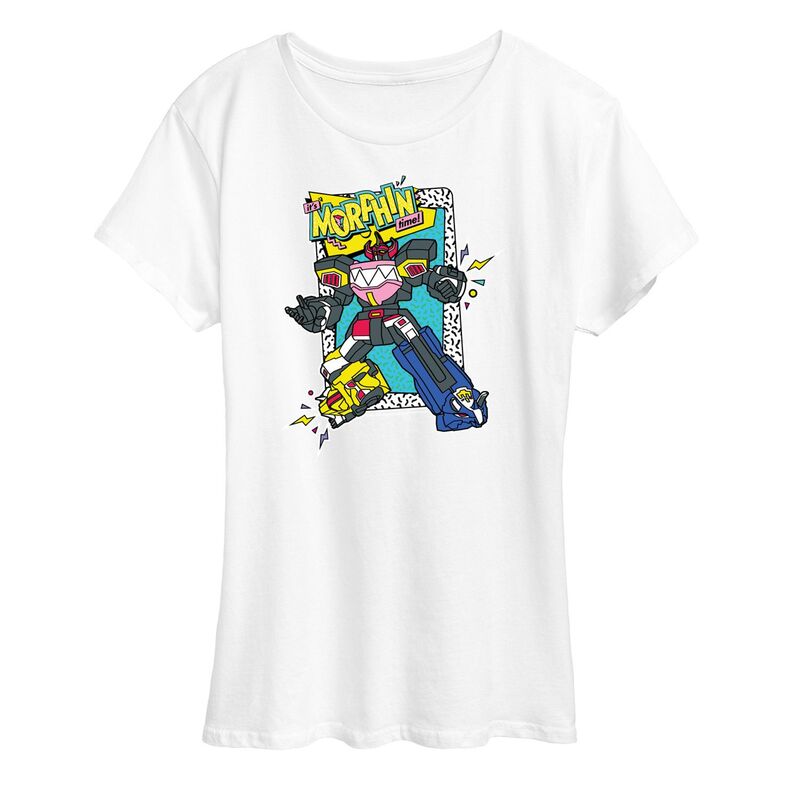 【送料無料】 ライセンス キャラクター レディース Tシャツ トップス Women's Power Rangers It's Morphin' Time Graphic Tee White