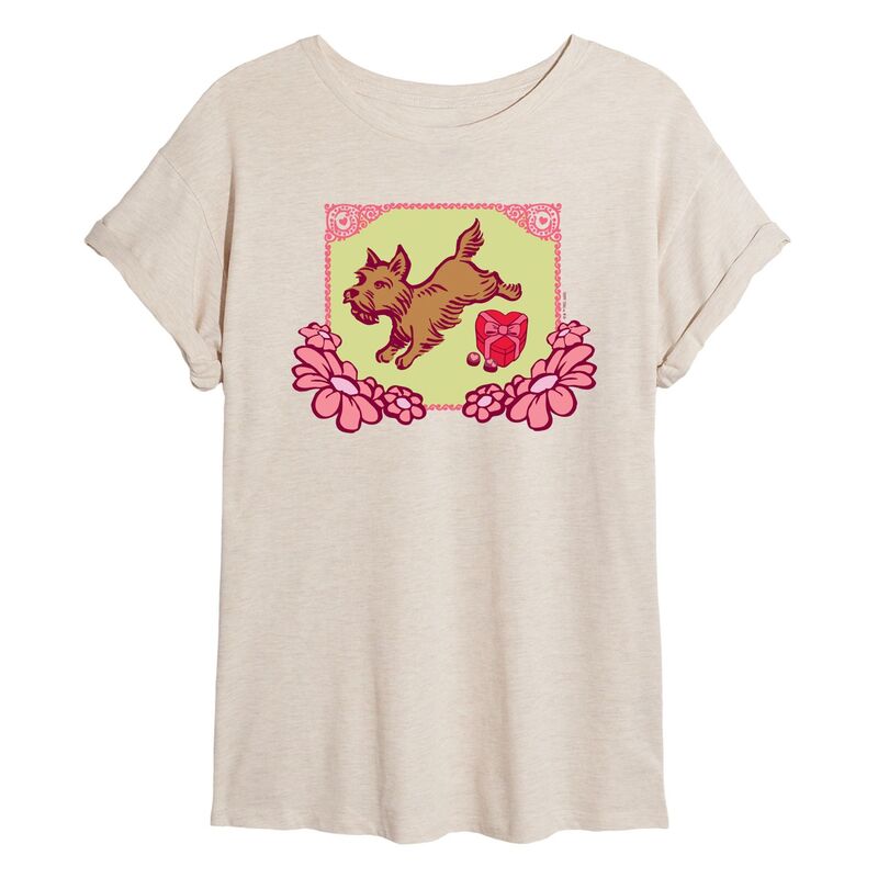 【送料無料】 ライセンス キャラクター レディース Tシャツ トップス Juniors' The Wizard of Oz Toto Floral Flowy Tee Beige
