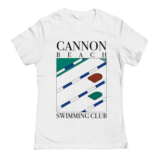 【送料無料】 ライセンス キャラクター レディース Tシャツ トップス Junior's Cannon Beach Swimming Club 1 Womens Graphic Tee White 【送料無料】 ライセンス キャラクター レディース Tシャツ トップス Junior's Cannon Beach Swimming Club 1 Womens Graphic Tee White