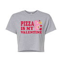 【送料無料】 ライセンス キャラクター レディース Tシャツ トップス Juniors' Care Bears Pizza Is My Valentine Cropped Tee Heather Gray