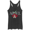 【送料無料】 ライセンス キャラクター レディース Tシャツ トップス Juniors' The Little Mermaid Ariel Leaning Head On Hand Tri-Blend Racerback Graphic Tank Top Black Heather