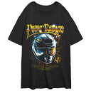 【送料無料】 ライセンス キャラクター レディース Tシャツ トップス Juniors' Power Rangers Black Ranger Helmet Oversize Graphic Tee Black(4)