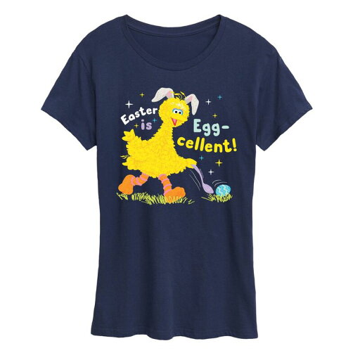 【送料無料】 ライセンス キャラクター レディース Tシャツ トップス Women's Sesame Street Big Bird Egg-Cellent Graphic Tee Navy 【送料無料】 ライセンス キャラクター レディース Tシャツ トップス Women's Sesame Street Big Bird Egg-Cellent Graphic Tee Navy