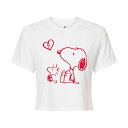 【送料無料】 ライセンス キャラクター レディース Tシャツ トップス Juniors' Peanuts Broken Heart Cropped Tee White