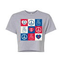 【送料無料】 ライセンス キャラクター レディース Tシャツ トップス Juniors' USA Peace Grid Cropped Graphic Tee Heather Gray(4)
