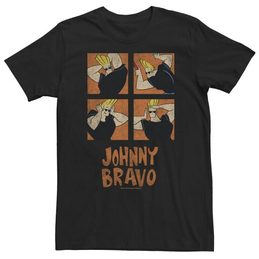 【送料無料】 ライセンス キャラクター メンズ Tシャツ トップス Big & Tall Cartoon Network Johnny Bravo Box Up Hairdo Tee Black 【送料無料】 ライセンス キャラクター メンズ Tシャツ トップス Big & Tall Cartoon Network Johnny Bravo Box Up Hairdo Tee Black